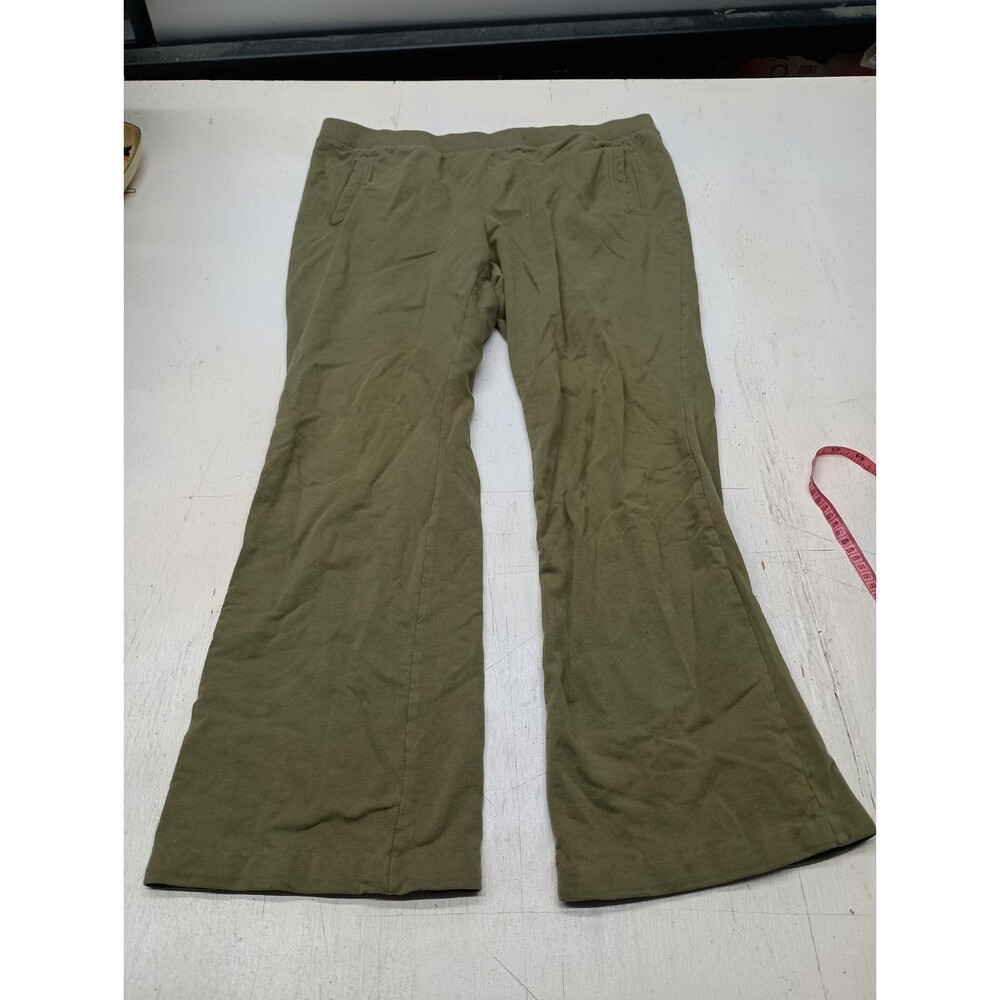 D & Co. ACTIVE Women's Olive Green Solid Knit Cotton Pull-On Activewear Pants L
